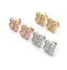 Diseñador de lujo Fourleaf Clover Cleef Single Flower Full Diamond Statings Fashion Fashion 18k Gold Earring Jewelry1472346