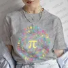 Женские футболки женские футболки Pi Day 3.14 Математика Математическая печатная одежда для одежды для женской вырезы Негабаритной футболки с коротким рукавом унисекс