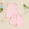 衣類セットファーンビア幼児の子供の女の子の夏の服2T 3T 4T 5T 6T 7Tノースリーブタンクトップショーツセット2PCS衣装