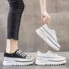 Casual Shoes White Wedge Sneakers Platform Breattable Hollow Chunky Heel Pumps äkta läderkvinnor AD2139