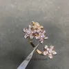 High End designer rings for vancleff New Flower Set Diamond Trendy Ring Four Flower Full Diamond Rose Gold White Gold Ring Jewelry Original 1:1 With Real Logo