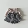 Milancel 2023 Zomer Babykleding Set Peuter Ruffle T -shirt en shorts 2pcs Girls Suits 240410