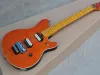 Cabos Guitarra elétrica laranja com barra de tremolo, folheado de bordo acolchoado, braço de bordo, captadores de humbuckers