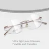 Zonnebrillen Frames Ultra Light Retro Round Pure Titanium Frameless Dames -bril Frame Fashionable Circular Optical Prescription Glazen