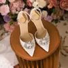 Sandles elegantes tacones de tacones de tacón alto plataforma de tobillo con correa de tobillo zapatos de boda banquete baotou agua diamante puntiaguda de sándalo de verano puntiagudo 240228