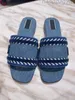 Designer Sandalo per scivolo femminile con SCRLP Sandali in denim azzurro Slide ricamato Slide ricamato Slide piatto sandalo sandali di lusso sandali da viaggio