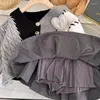 Kläder sätter två stycken flickor tröja hjärta applikationer lapptäckmönster pullover tröjor hög midja grå veckad kjol 2 st barn kostymer