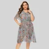 Casual Dresses Summer Fat Women's Vintage Floral Elegant Dress Plus Size Skirt