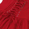 Casual Dresses Womens Lace Trim Sleeveless Square Neck A Line Corsets Dress Vintage Tie Up Pleated Ruffle Party Short Camisole