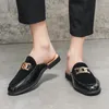 Slippers Half Shoes For Men Leather Casual Flats Italian Leisure High Quality Summer Slip On Breathable Handmade Footwear