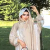 Ethnische Kleidung Frauen Kaftans Abaya Kleid mit Hijab Schal Langarm Kaftan voller Länge