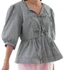 Blusas femininas meio sopro de manga de sopa aberta e camisas casuais camisa diária blusa feminina roupas femininas
