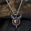 designer necklace Temu Hot selling Alloy Bullhorn Devils Eye Brown Eyes Mens Necklace Accessories for Men Women