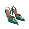 Amina Muaddi Luxury Sandals 10cm Sandals有名なデザイナー女性クリスタル飾り飾り付け夏のかかとスリッパ女性豪華なデザイナーシューズドレス女性靴sh040