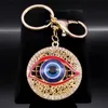 Keychains Lanyards Türkei Eye Schlüsselring für Männer Frauen Gold Farblegierung Strass böse Blau Augenbag Accessoires Schlüsselbund Schmuck Llaveros K5248S01 Y240417