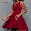 Party Dresses YULUOSHA Prom Sleeveless Beading Pockets Ball Gown Vestidos De Fiesta Largos Elegantes Gala Women Elegant Dress