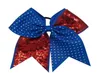8pcs7039039 Solid pailletten Rhinestone Boutique Grosgrain Ribbon Cheer boog met elastische haarbanden voor cheerleading meisje haar7499850