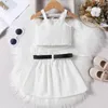 Clothing Sets Toddler Girl Tank Top And Skirt Summer Outfits Sleeveless Smocked Cami Pleated Mini Belt