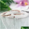 Perlen 6 mm poliertes Rosenquarz Goldfarbe Perlenarmband Set Pink Edelstein Stein Zierheilung Kristalle Drop -Lieferung Schmuckarmbänder Dhnzy Dhnzy