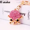 Keychains Lanyards Dalaful Cool Punk Gothic Skelet Skull Key Chains Rings Crystal Bag Buckle Pendant voor autosleutellang Keychains K299 Y240417