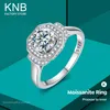 Knb błyszczące luksusowe geometryczne pierścionki kształtu dla kobiet Ponitaire Diamond Halo Pierścień 925 Srebrny srebrny ślub biżuterii 240417