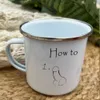 Mugs how to draw a cat enamel mug 11oz funny camping beer cup man boy friends birthday gift mug 240417