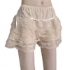 Culotte de femmes douces en dentelle à volants solides Blools solides pour femmes Vintage Bowknot Safety Short Pants Frilly Knickers Pettipants