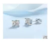 Stud Princess Cut 2Ct Diamond Test passé Rhodium plaqué 925 Boucles d'oreilles Siercolor Couple de bijoux 220211 Drop livraison DHUCY7524376