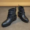 Kwadratowe obcasy botki motocyklowe Nit Zip Projekt kostki dla kobiecych buty w stylu ulicznym Western Bot Large Size43 240408