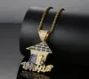 Hip Hop micro pave cubic zirconia iced Out bling Gold Trap House Penndants Collier pour hommes bijoux desquels du rappeur7631033