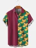 Mens Hawaiian Shirt Summer Plaid Plaid imprimé pour hommes T-shirt à manches courtes à manches courtes décontractées Retro Funny Male Vêtements 240412