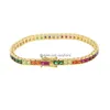 Bracelet Bangle 2022 Bracelet de baguette arc-en-ciel de haute qualité pour femmes PAVED CARY AAA CZ LUXE LUXE POUR LE LUXE POUR LE LURME BIELLOGE DE BIJELRES DU DHHZ3