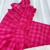 衣類セットガールベビーセット2024年夏の子供レンズスタイルガールズファッショナブルなかわいいピンクのピンクの二枚服