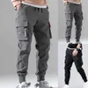 Mäns jeans 2022 män lastbyxor hiphop harem joggare manliga byxor mens multi-pocket mager fit sweatpant pantalones d240417