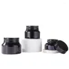 Storage Bottles 15g 30g 50g Black Glass Cream Bottle Empty Skincare Emulsion Hand Face Cosmetic Packaging Containers In Stock