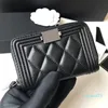 Дизайнерский модный женский кошелек Classic Designer Bag Vintage Gold Metal Holder Women Women Caviar Lambskin Black Down