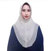 Femmes deux couches hijab instantanément malaisie châles du foulard arabe khimar amira cap