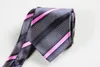 Bow Ties Classic Striped Gray Pink Tie JACQUARD WOVEN Silk 8cm Men's Necktie Business Wedding Party Formal Neck