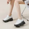 Lässige Schuhe Krasovki 6cm synthetische echte Lederferse atmungsaktive Frauen Chunky Sneakers Comfy Mode Platform Keilpumpen