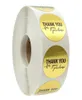 500pcsroll 15 polegadas Gold Round Agradecendo adesivos adesivos Adesivos de envelope pacote caixa de presente decoração2769533