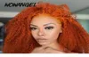 Ginger Orange w kolorze 13x6 głębokie części koronkowe przednie ludzkie peruki włosy 150 Zakładowe Brazylijskie Kinky Curly Remy Lace Frontal Wigs2006510