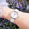 Wristwatches Luxury Women Watches White Simulated-Ceramic Strap Diamond 30M Water Resistance Fashion Ladies Quartz Wrist Watch Gift Woman d240417