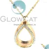 Pendant Necklaces Water Drop Rhinestone Glass Necklace 50Cm Steel Chain For 8Mm Beads Pearl Memory Po Locket K1 Delivery Jewelry Pend Dhlh3