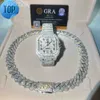 Collier de bijoux de mode Sterling Silver de haute qualité 13 mm 14 mm 15 mm Hip Hop Iced Out VVS Moisanite Cuban Link Chain TD9W IFGY GGZ8