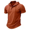 Men's Sports and Fitness Men's Short Sleeved T-shirt Hooded Top American Henry Shirt