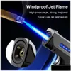 Lighters Lighters Unique Lighter Windproof Gaselectric Plasma Usb Rechargable Gift For Men Folding Gun Butane Torch Turbo Jet Flame Ci Dhyxz