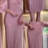 Casual Dresses V-Neck Gaze Sequin Dress for Women Elegant Slimming Lantern Sleeves Abayas Chic a-line Long Party Vestidos