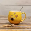 Kubki ceramiczny kubek kawy 11 unz Milk Cupe Drinkware Yellow Bee Wzór Teacup Proste kreatywne kubki Uchwyt Puchar 240417