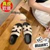 Home Oran Paris Chypress Slippers Leather Velcro Casual Thick Slippers Womens Sandals fo L