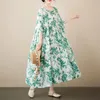 Abiti casual Donne floreali estive oversize Stampa vintage semplice abito pullover da donna a mezza manica bohémien